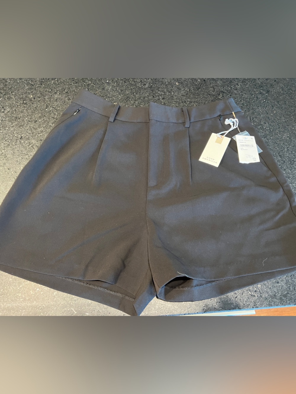 Good American Black High-Waist Tailored Shorts
